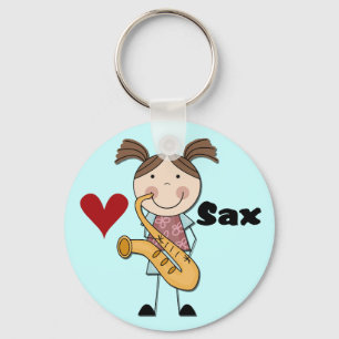Porte-clés Joueuse de saxophone féminine Tshirts et cadeaux