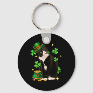 Porte-clés Jour de la Saint-Patrick Chat Irlandais Shamrock M