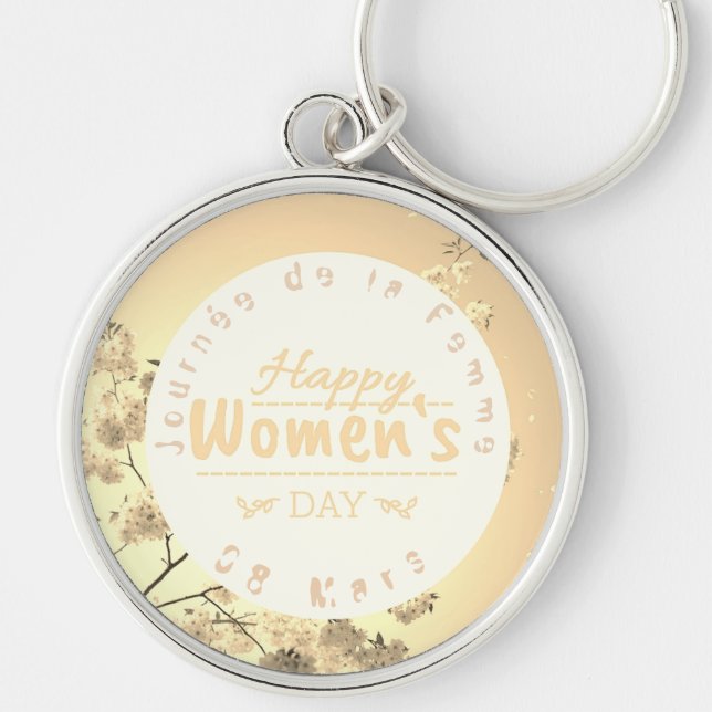 Porte-clés Journée de la Femme - rond premium grand (Devant)