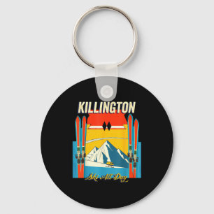 Porte-clés Journée de ski à Killington Vermont - style rétro 