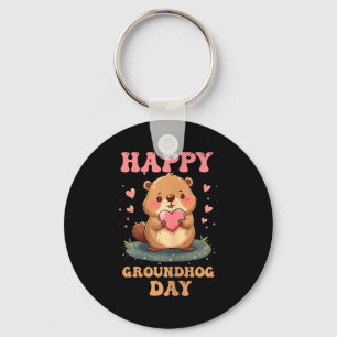 Porte-clés Joyeuse Fête de la Marmotte Art Mignon Pour Amoure