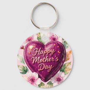 Porte-clés Joyeuse Fête des Mères Purple Heart Bloom