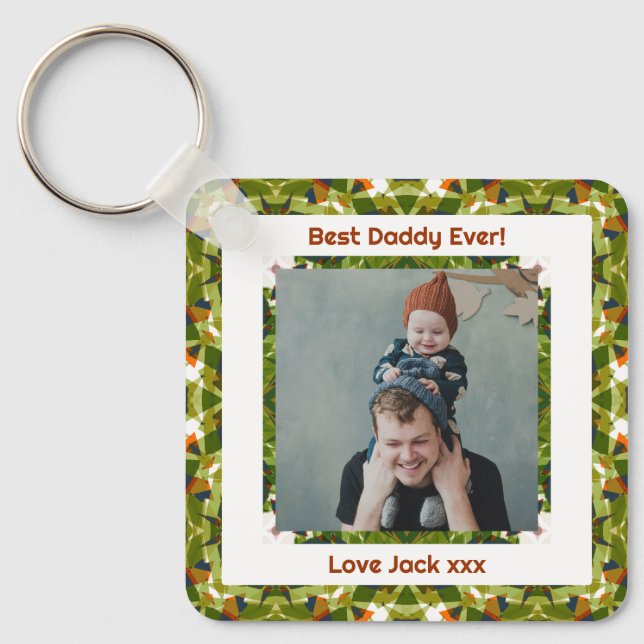 Porte-clés Joyeuse fête des pères Meilleur papa papa photo ve (Recto)