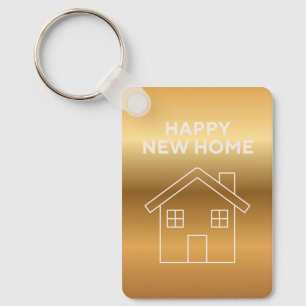Porte-clés Joyeuse Nouvelle Maison - Fond dégradé or