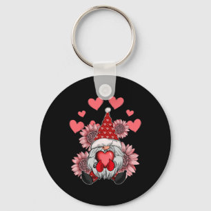 Porte-clés Joyeuse Saint-Valentin Gnome avec tournesol léopar
