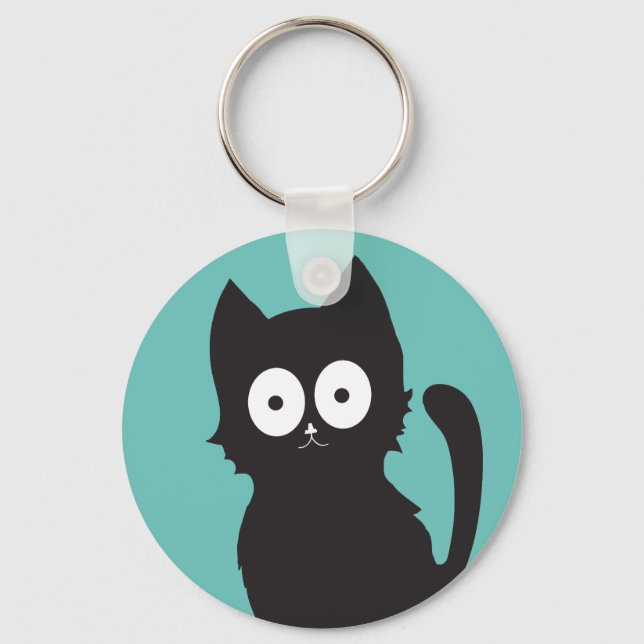 Porte-clés Joyeuse Silhouette de Kitten noir (Recto)