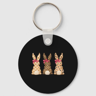 Porte-clés Joyeuses Pâques Léopard Lapin Coquette Arc Fille F