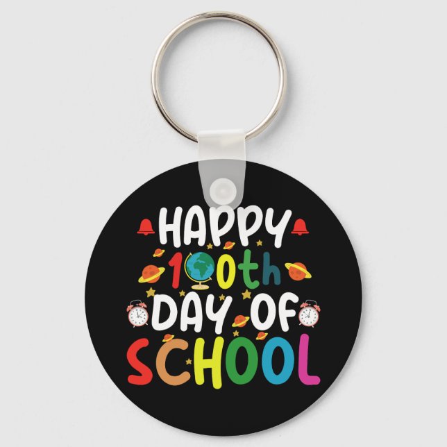 Porte-clés Joyeux 100e jour d'école Enseignant Élève (Recto)