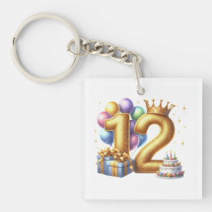 Porte-clés Joyeux 12e anniversaire
