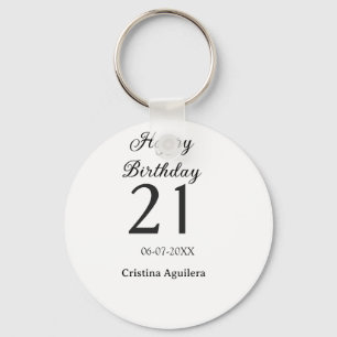 Porte-clés Joyeux 21e anniversaire lettre gras nom simple min