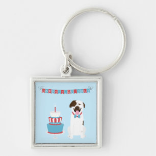 Porte-clés Joyeux 4 Juillet Chien Rouge Blanc Bleu