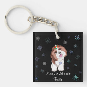 Porte-clés Joyeux & Adorable Shih Tzu Avec Nom de Chien Floco