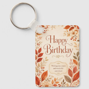 Porte-clés Joyeux Anniversaire Aquarelle Botanique Automne Ch