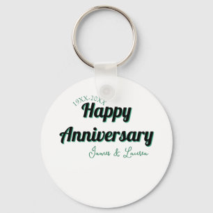 Porte-clés Joyeux anniversaire de mariage nom date année vert