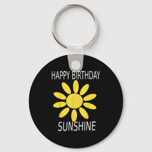 Porte-clés Joyeux anniversaire jaune soleil fleur sauvage vin