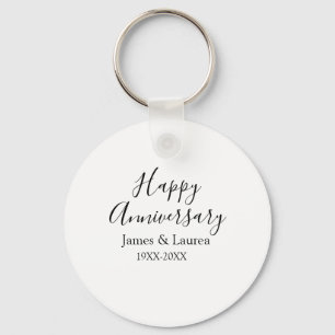 Porte-clés Joyeux anniversaire mariage nom date année simple 