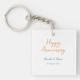 Porte-clés Joyeux anniversaire nom ajouté orange gras vert si
