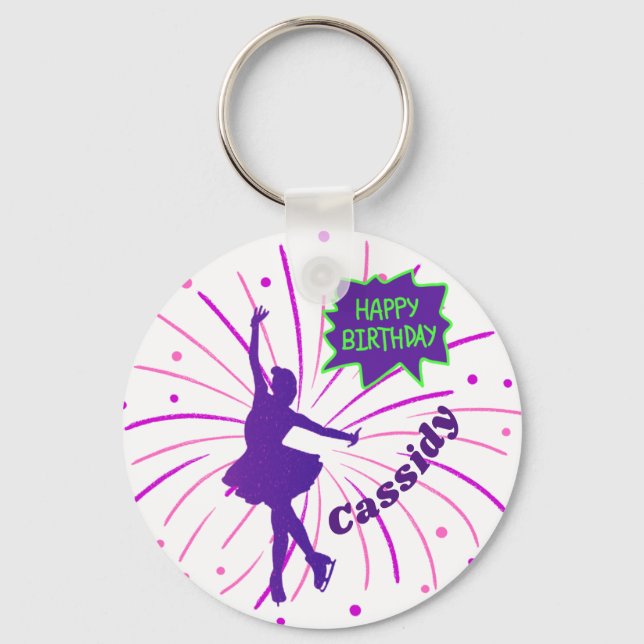 Porte-clés Joyeux Anniversaire Patinage artistique personnali (Recto)