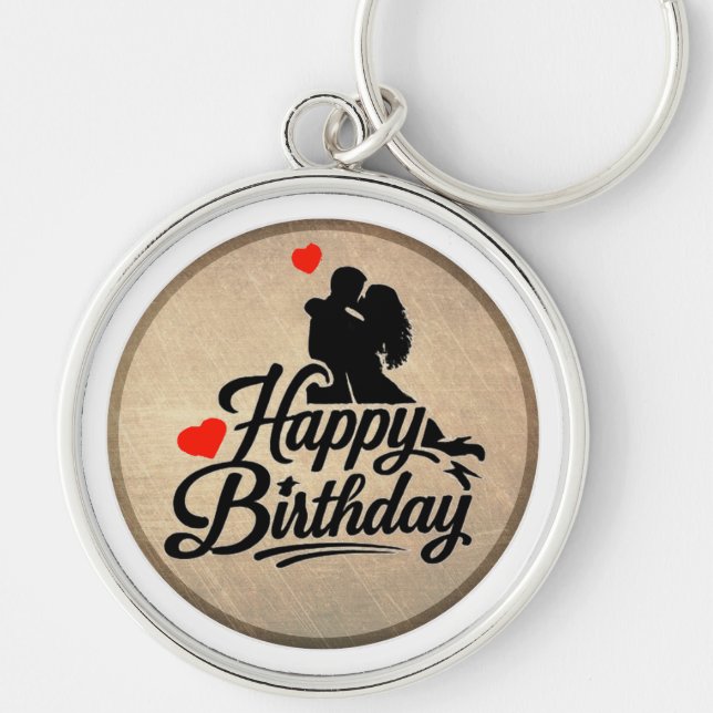 Porte-clés Joyeux Anniversaire Romantique (Devant)