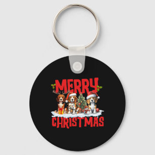 Porte-clés Joyeux Beagle de Noël Chien de Santa Hat Reindeer