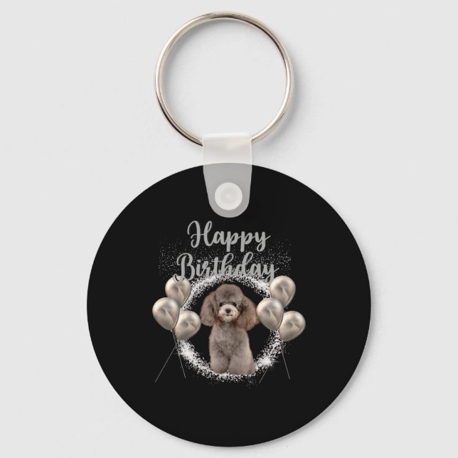 Porte-clés Joyeux caniche d'anniversaire (Recto)