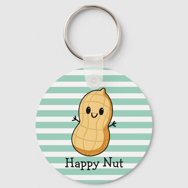 Porte-clés Joyeux caricature de cacahuète Kawaii - Nut souria (Recto)