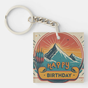 Porte-clés Joyeux Carré d'anniversaire