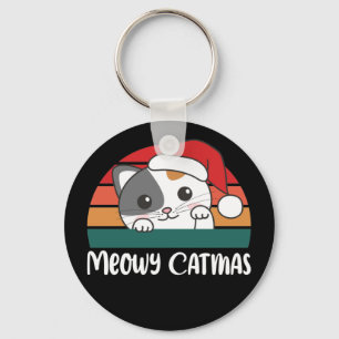 Porte-clés Joyeux Catmas Funny Chat Noël Pun Porte - clé