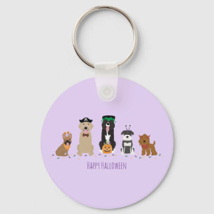 Porte-clés Joyeux Chiens d'Halloween violet