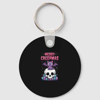 Porte-clés Joyeux Creepmas Chat Pastel Goth Noël Crâne T-S