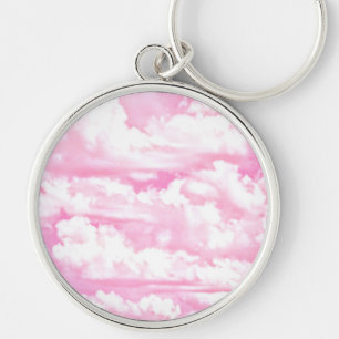 Porte-clés Joyeux Fuchsia nuages roses