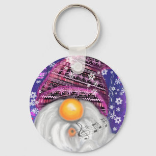 Porte-clés Joyeux Gnome En Casquette Violet Chante Une Chanso