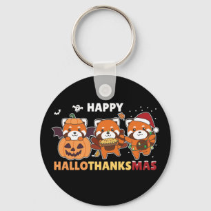 Porte-clés Joyeux Hallothanksmas Pandas Noël Rouge Panda Ke