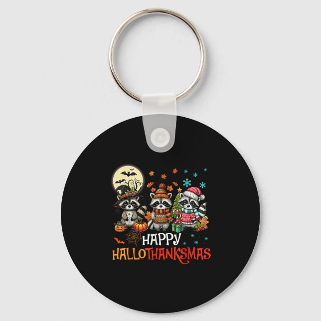 Porte-clés Joyeux Hallothanksmas Raccoon Lover Halloween Joye (Recto)