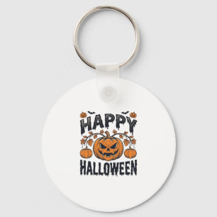 Porte-clés Joyeux Halloween Citrouille Design de Gravure Vint