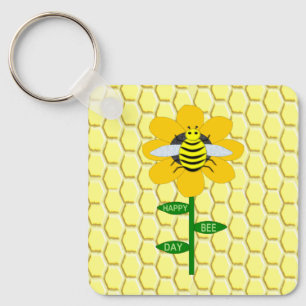 Porte-clés Joyeux Jour des abeilles Anniversaire Bumblebee Pe