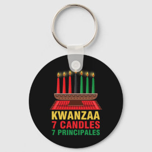Porte-clés Joyeux Kwanzaa Kinara Sept Principes Bougies Pan