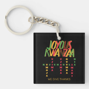 Porte-clés Joyeux KWANZAA Principes mot-clé