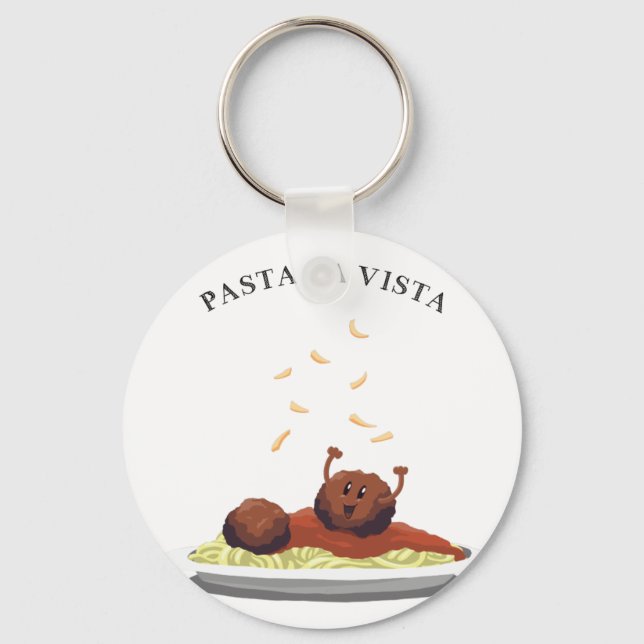 Porte-clés Joyeux Meatball "Pasta La Vista !" (Recto)