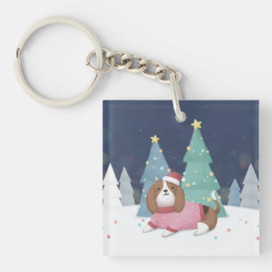 Porte-clés Joyeux Noël : Art d'Illustration Beagle