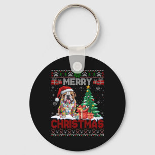 Porte-clés Joyeux Noël Bulldog Amoureux de les chiens famille