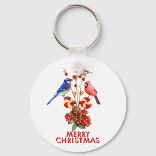 Porte-clés Joyeux Noël Cardinal Blue Jay Chickadee