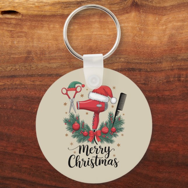Porte-clés Joyeux Noël coiffeur coiffeur Xmas coiffure (Recto)