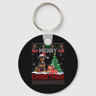 Porte-clés Joyeux Noël Doberman Pinscher Lover Noël laid