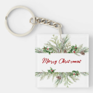 Porte-clés Joyeux Noël encadré Hiver Voeux