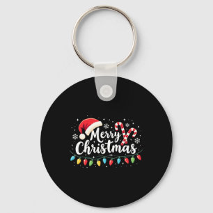 Porte-clés Joyeux Noël Lumières Rouge Noël Chapeau Noël Famil