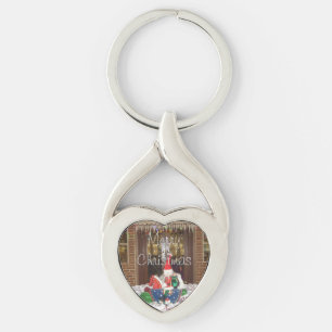 Porte-clés Joyeux Noël maison graphisme design texte