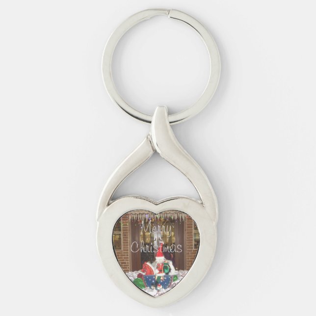 Porte-clés Joyeux Noël maison graphisme design texte (Devant)