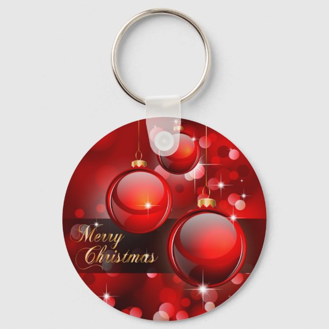 Porte-clés Joyeux Noël Red Baubles (Recto)