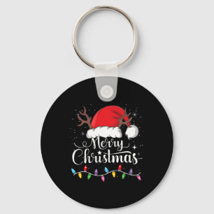 Porte-clés Joyeux Noël Rouge Père Noël Chapeau Reindeer Famil